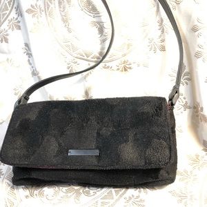 5/$20 Black Faux Fur / Chenille purse with satin-like lining